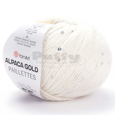 YARNART ALPACA GOLD PAILLETTES 9301 білий