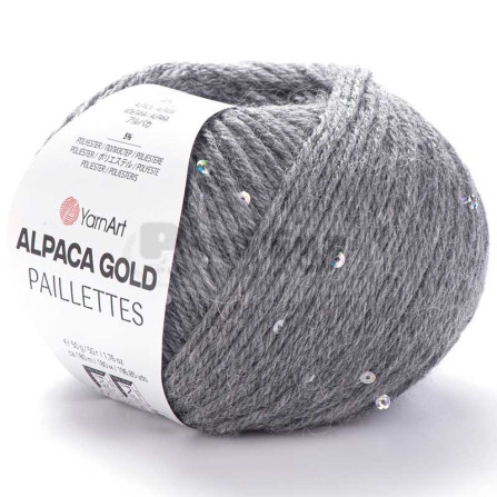 YARNART ALPACA GOLD PAILLETTES 9304 серый меланж