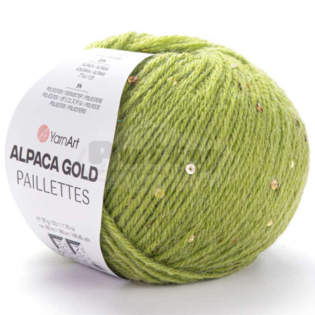 YARNART ALPACA GOLD PAILLETTES 9310 зелена фісташка