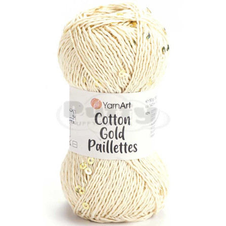 YARNART COTTON GOLD PAILLETTES 7103 крем