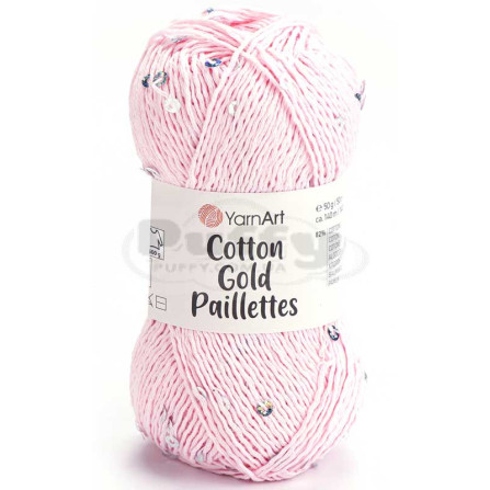 YARNART COTTON GOLD PAILLETTES 7107 дитячий рожевий