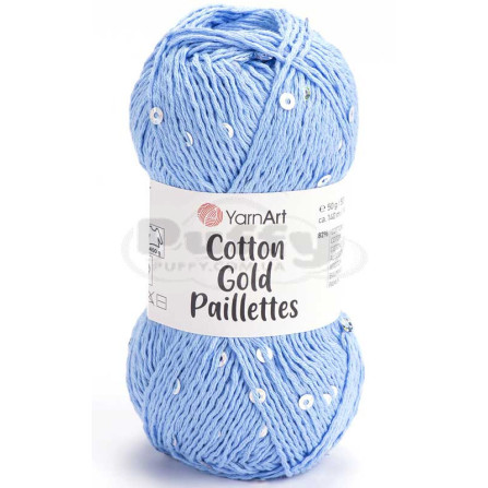 YARNART COTTON GOLD PAILLETTES 7110 яскраво-блакитний