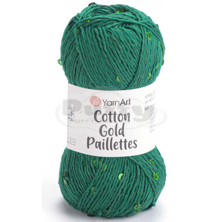 YARNART COTTON GOLD PAILLETTES 7114 смарагдовий