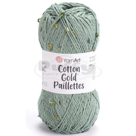 YARNART COTTON GOLD PAILLETTES 7113 темна м'ята