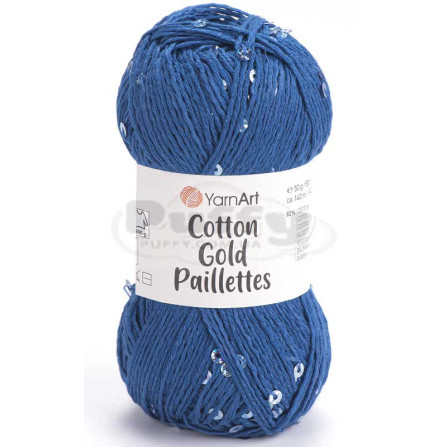YARNART COTTON GOLD PAILLETTES 7111 голубой джинс