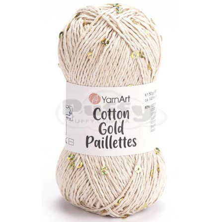 YARNART COTTON GOLD PAILLETTES 7104 молочно-бежевий