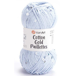 YARNART COTTON GOLD PAILLETTES 7109 блакитна хмарка 