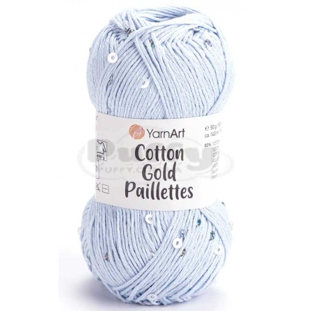 YARNART COTTON GOLD PAILLETTES 7109 голубое облако